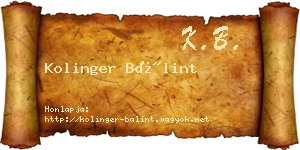 Kolinger Bálint névjegykártya